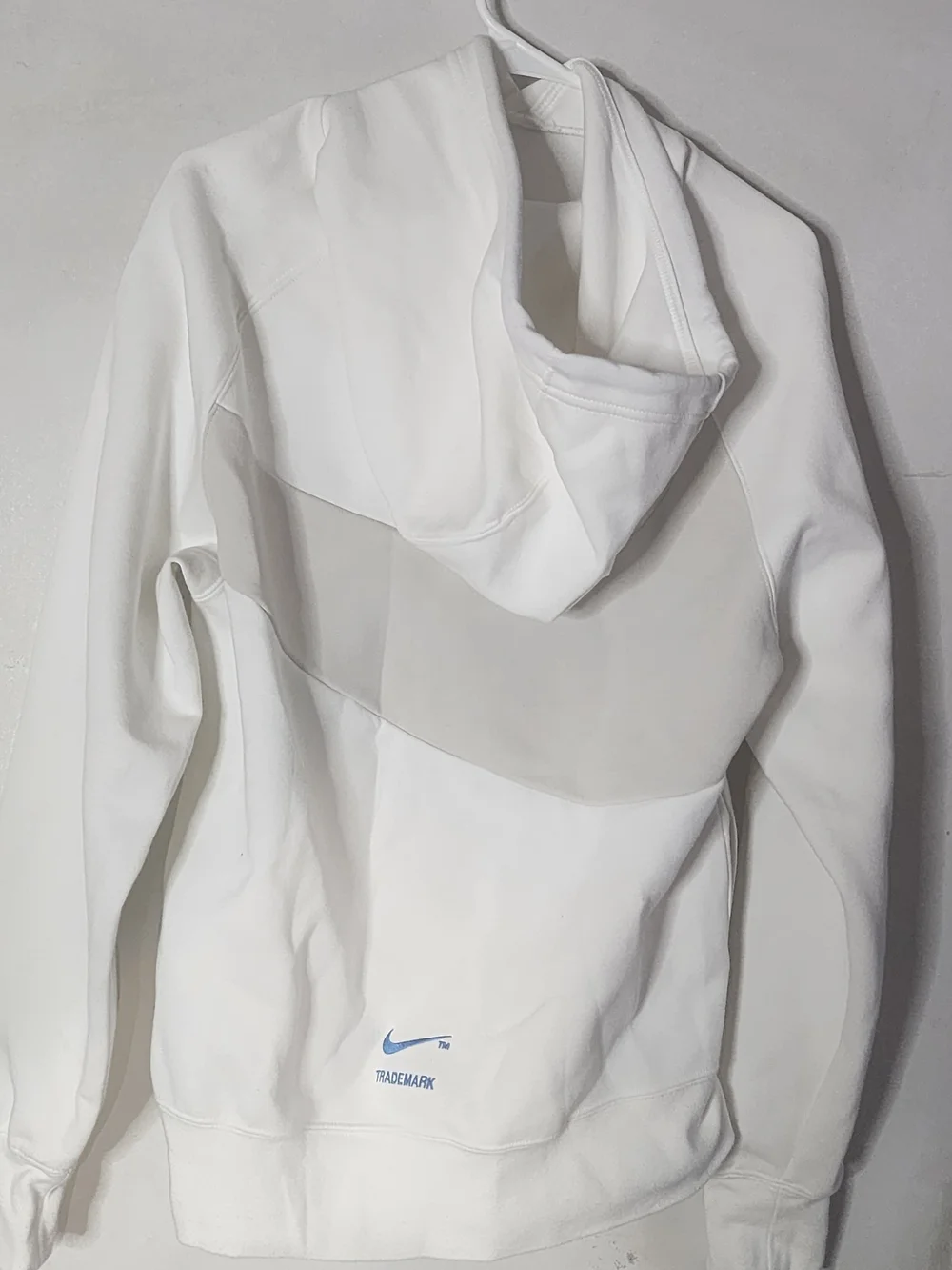 Nike White Hoodie with Blue Swoosh and Trademark Embroidery